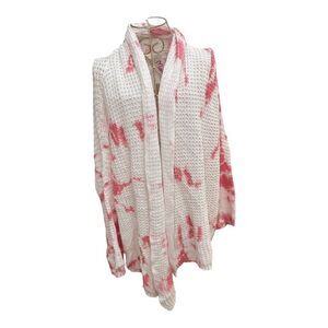 NWT Maronie x Revolve pink white waffle weave open cardigan size M 100% cotton